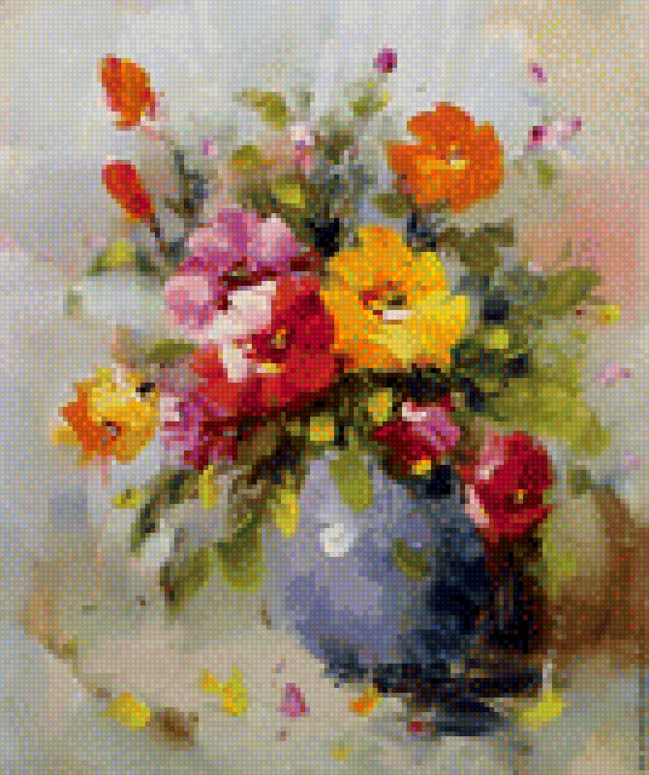 ГАРМОНИЯ - ваза картина маслом, цветы - предпросмотр