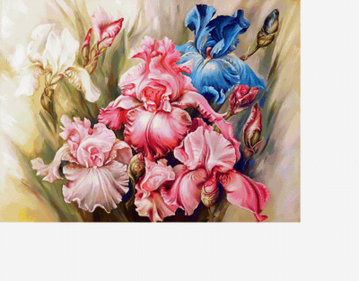 акварельные ирисы - ирисы, рисунок, цветы - предпросмотр