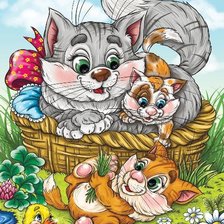 Схема вышивки «кот с котятами»