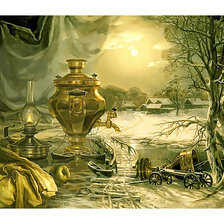 Схема вышивки «Пейзаж с самоваром.»