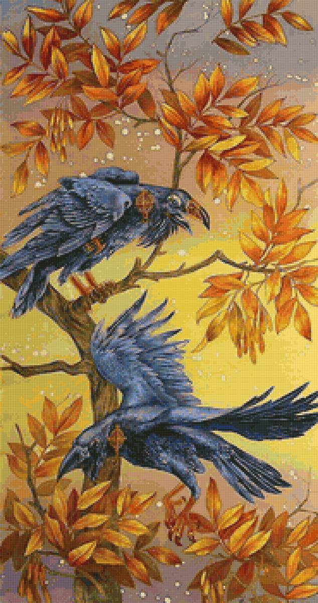 Сварливые подружки - вороны, птицы, осень - предпросмотр