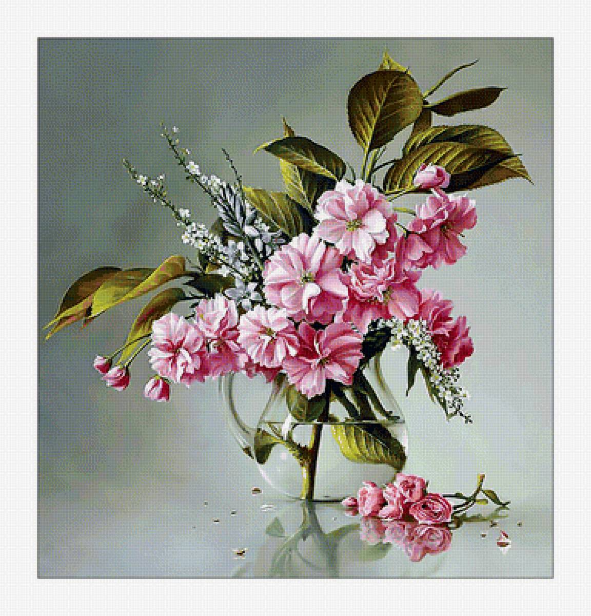 Букет. - цветы, живопись, букет, ваза - предпросмотр