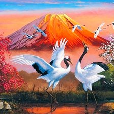 Схема вышивки «Танцующие журавли»