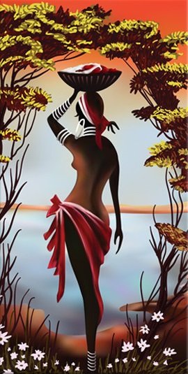 жаркая африка - закат, африка, девушка, этно - оригинал