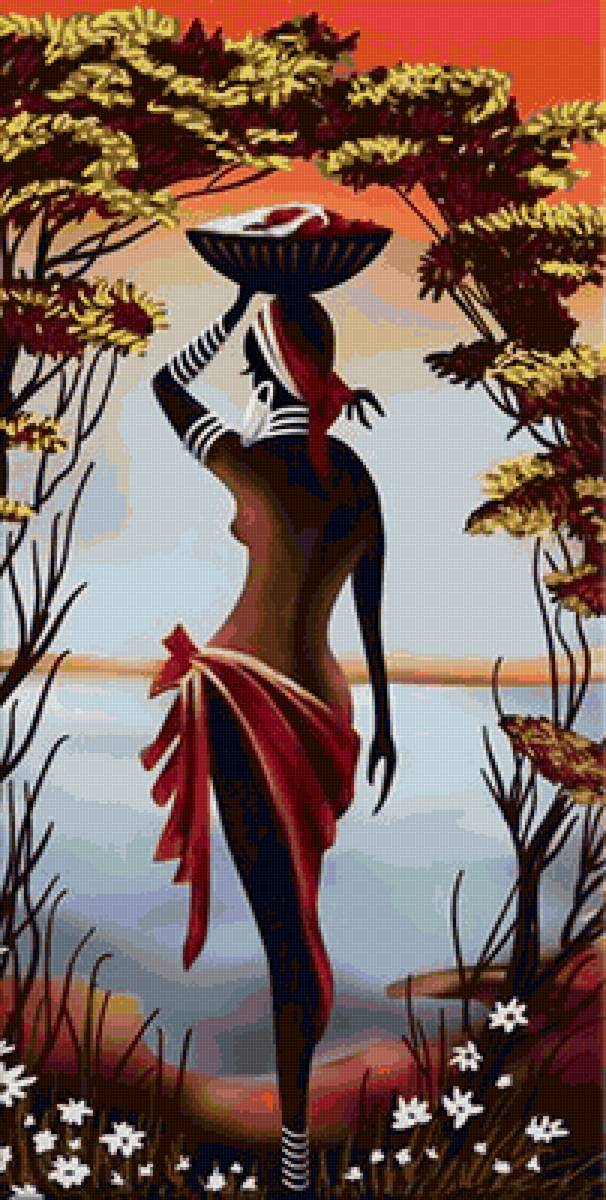 жаркая африка - девушка, закат, этно, африка - предпросмотр