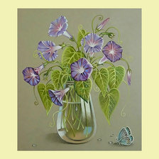 Схема вышивки «Вьюнки и бабочка.»