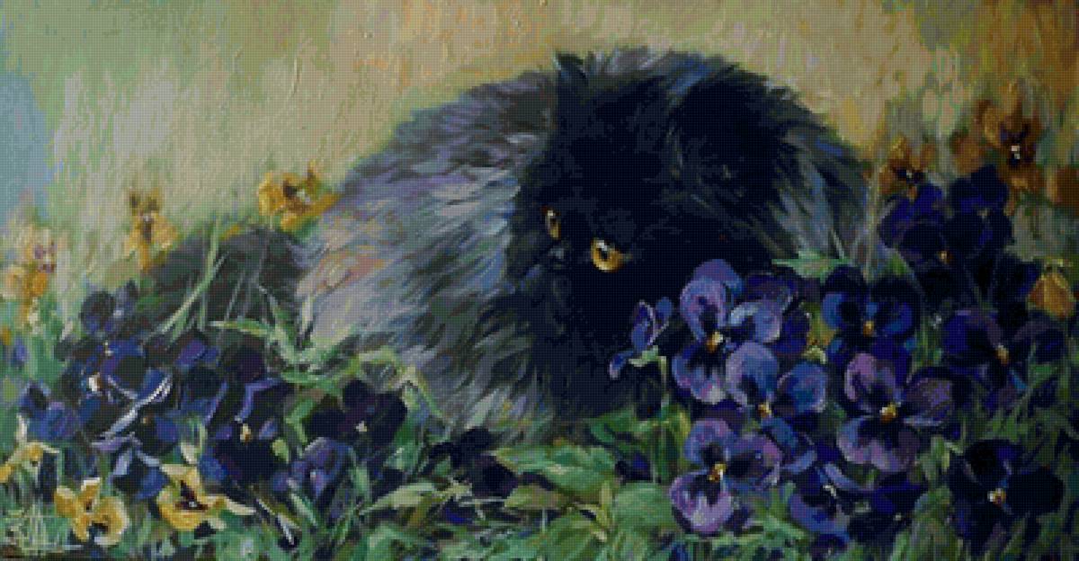 кот - коты, анютины глазки, кот - предпросмотр