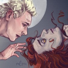 Схема вышивки «Азирафаэль и Кроули»