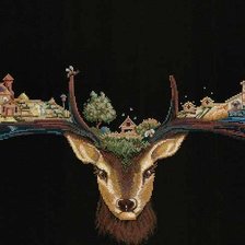 Схема вышивки «олень угодья»