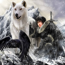 Схема вышивки «Волк Юноша Ворон»