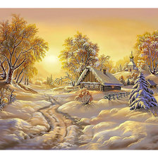 Схема вышивки «Зимний закат.»