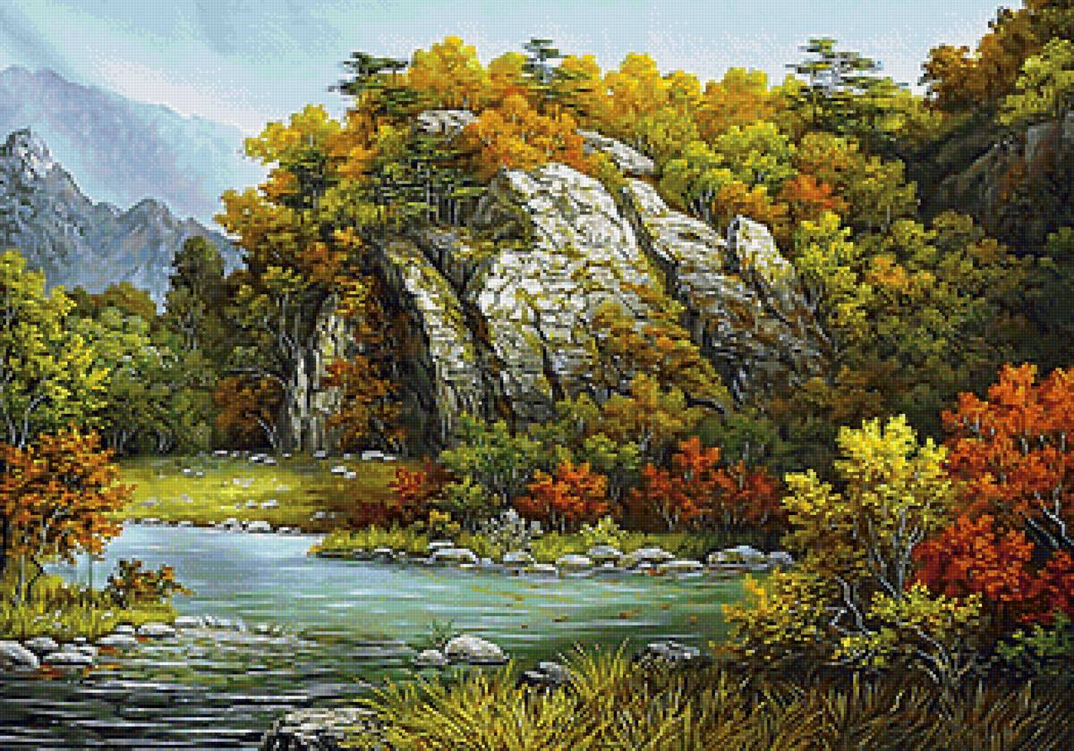 №2076959 - пейзаж, осень, горы, река, скала - предпросмотр