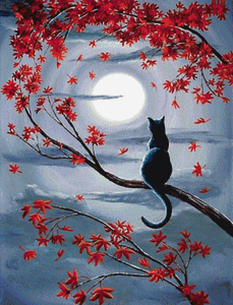 магия луны - кошка, кот, луна - предпросмотр