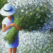 Схема вышивки «Девочка с цветами»