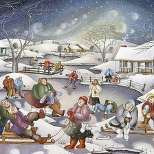 Схема вышивки «Спортивная деревенька»