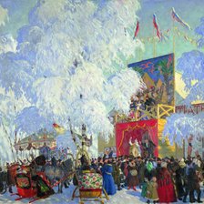 Схема вышивки «Кустодиев - Балаганы, 1917г»