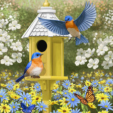 Схема вышивки «Жёлтый скворечник»