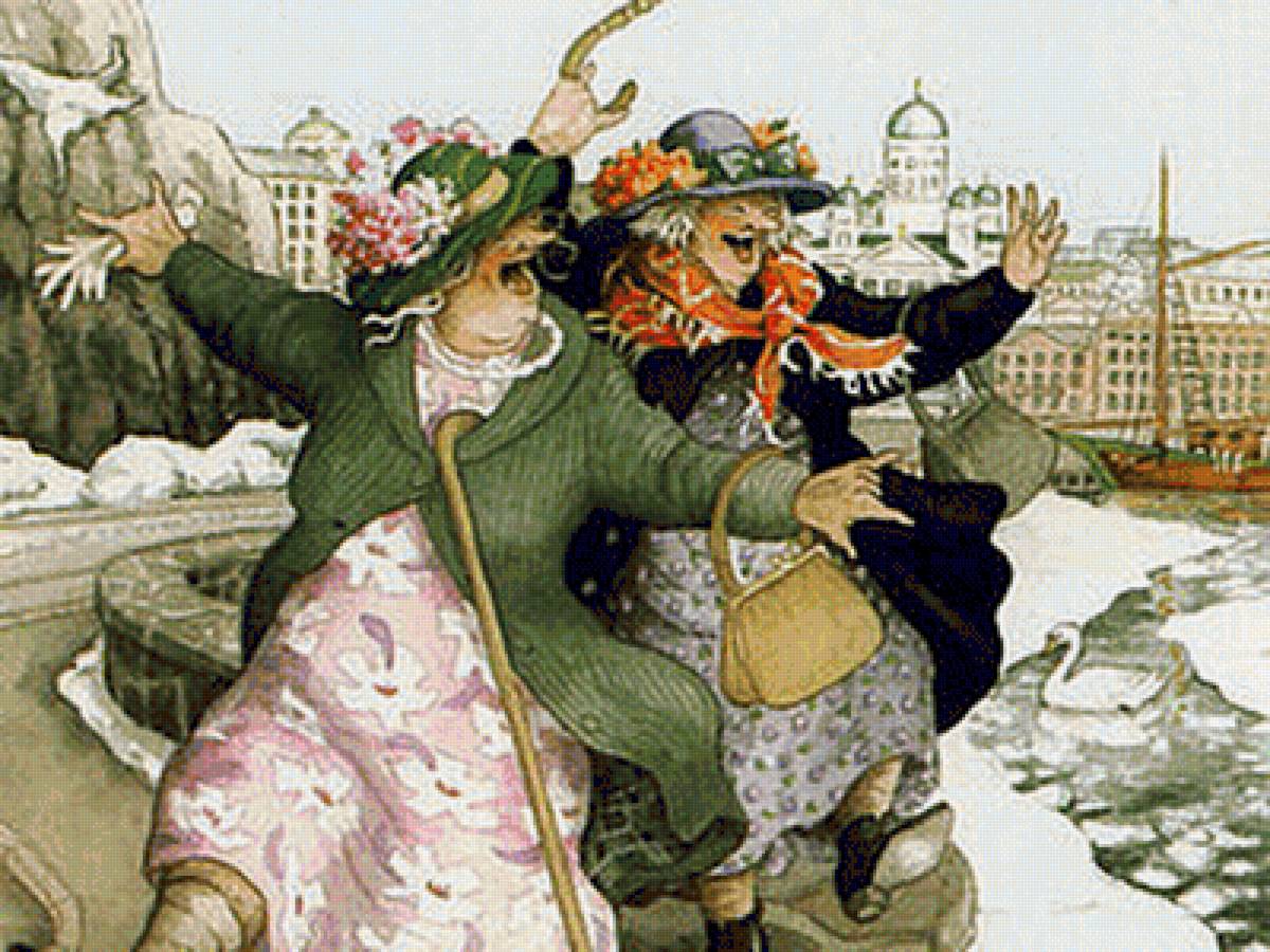 СТАРУШКИ-ВЕСЕЛУШКИ.ИНГЕБОРГЕ ЛИЕВОНЕН-3 - картины, люди - предпросмотр