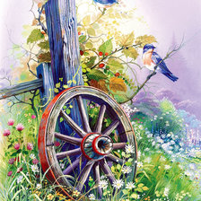 Схема вышивки «Колесо и птички»