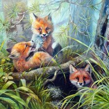 Схема вышивки «Лисята»