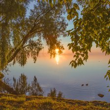 Схема вышивки «Закат на реке»