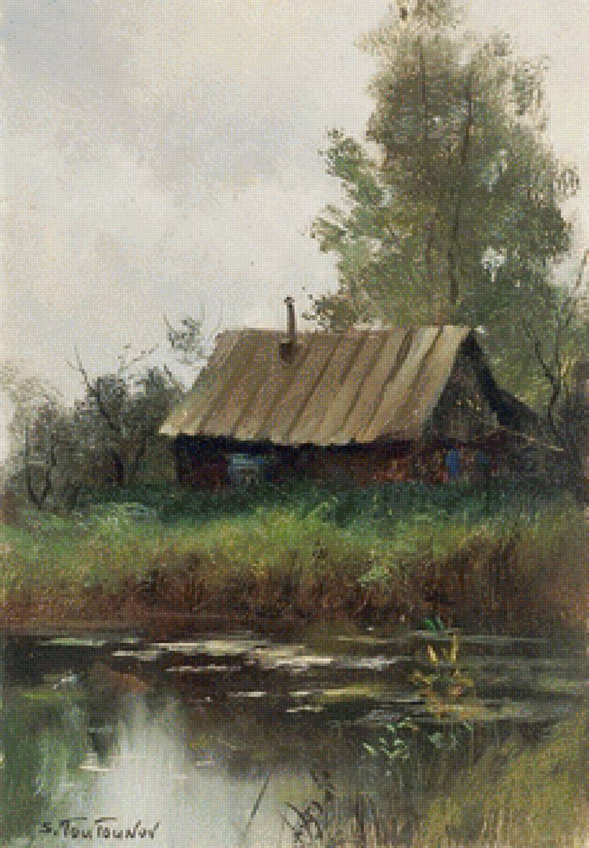 Деревенский дом - лето, речка, домик, деревня - предпросмотр