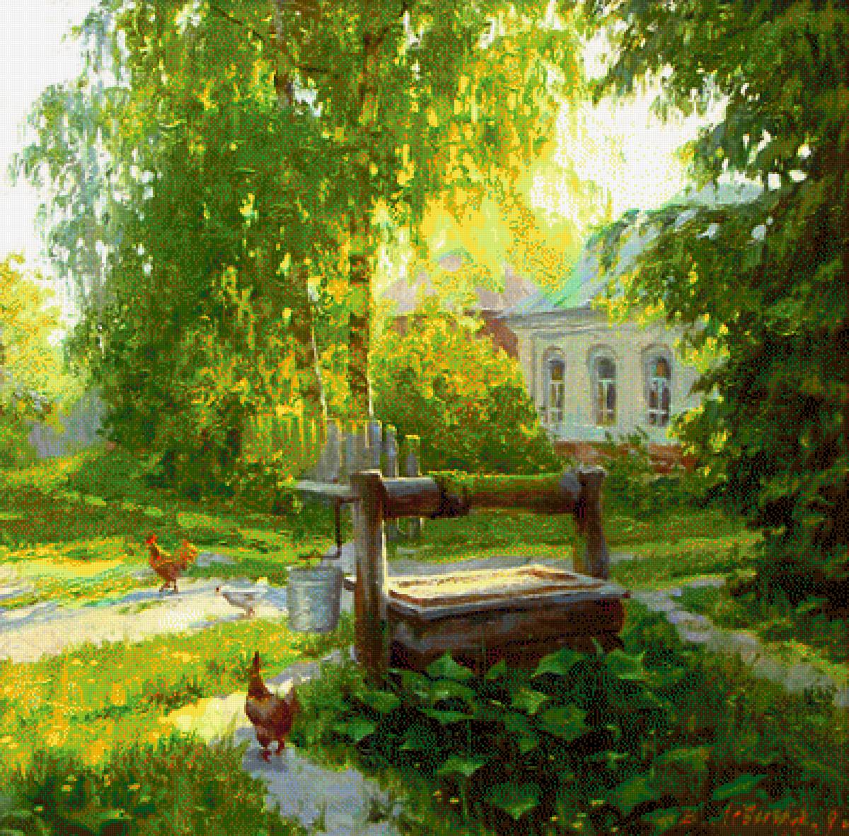 Картина Виктории Левиной - весна, деревня, природа, спокойствие, умиротворение - предпросмотр