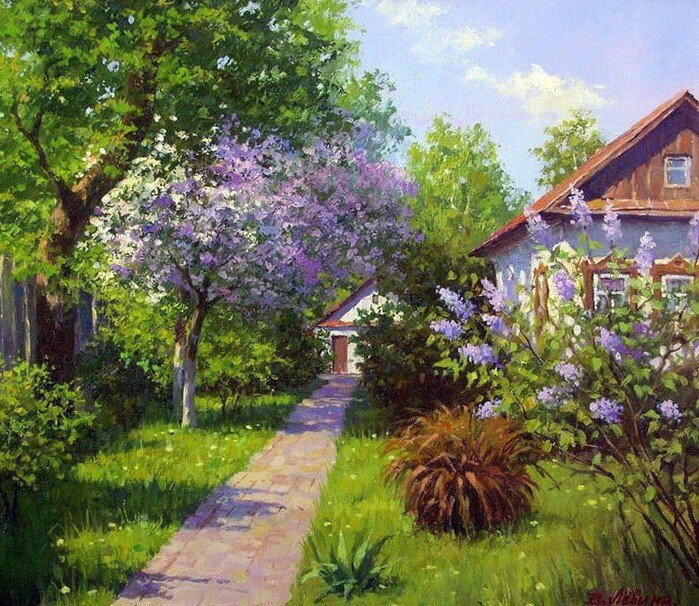 Картина Виктории Левиной - умиротворение, весна, спокойствие, деревня, природа - оригинал