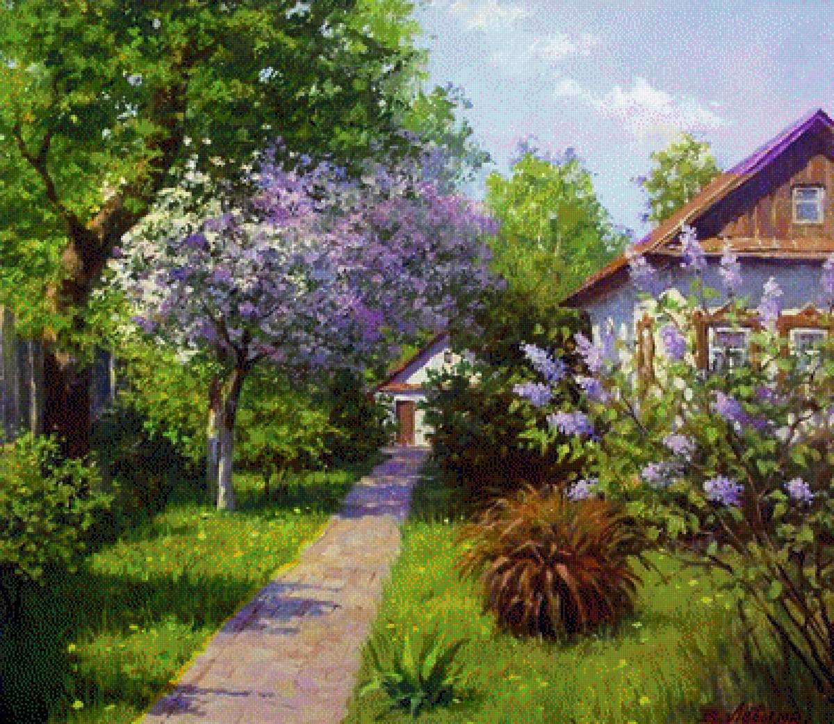 Картина Виктории Левиной - весна, природа, деревня, спокойствие, умиротворение - предпросмотр