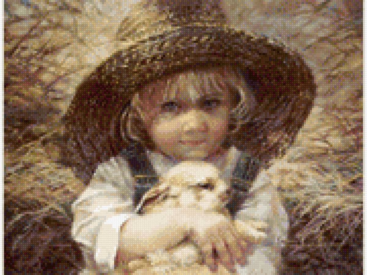 девочка и кролик - девочка, дети, кролик - предпросмотр