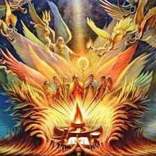 Схема вышивки «Руевит - семиликий бог неотвратимой победы.»