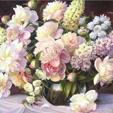 Схема вышивки «Пионы в вазе»