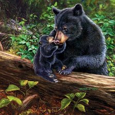 Схема вышивки «медведица с медвежонком»