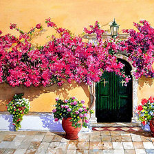 Схема вышивки «Цветы во дворе»