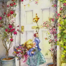 Схема вышивки «Девочка с букетом»