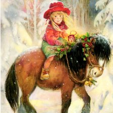 Схема вышивки «Малышка на лошадке»