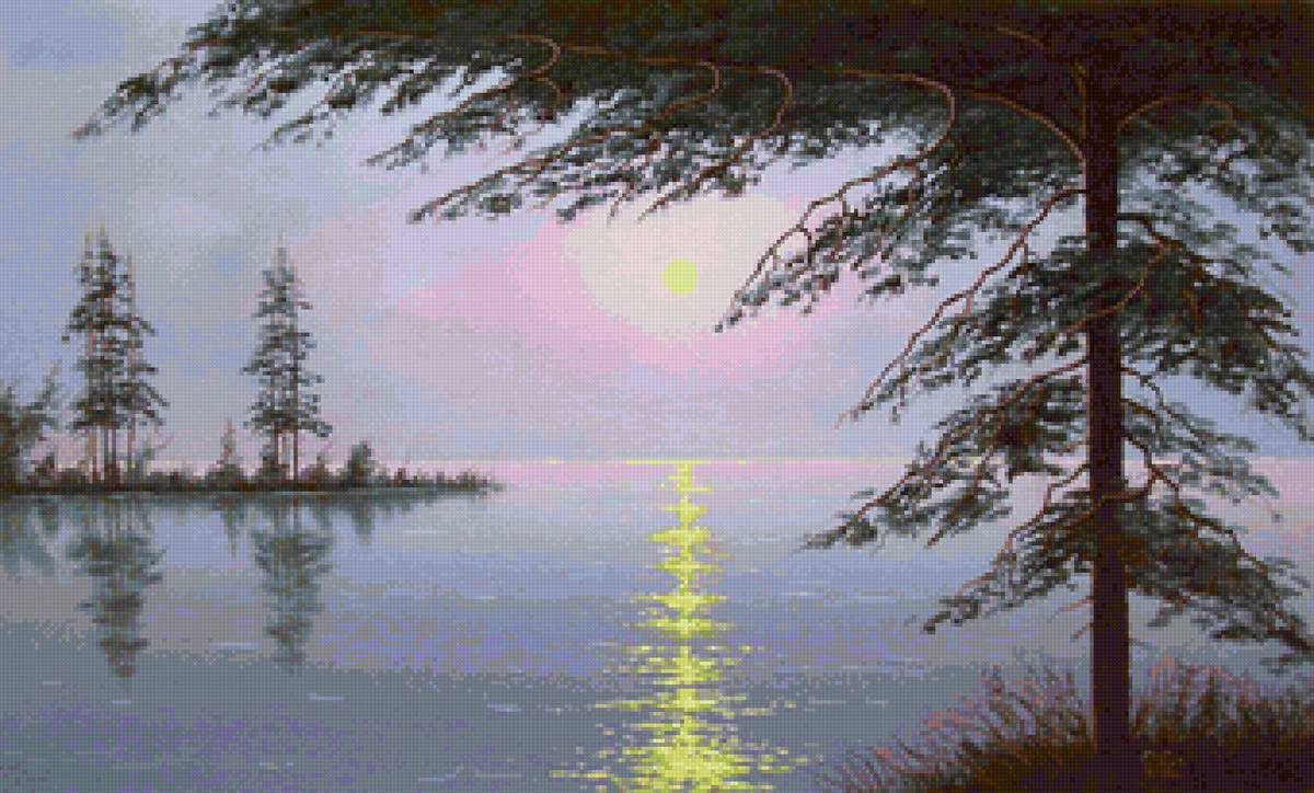 Лунная дорожка - река, ночь, пейзаж, луна - предпросмотр