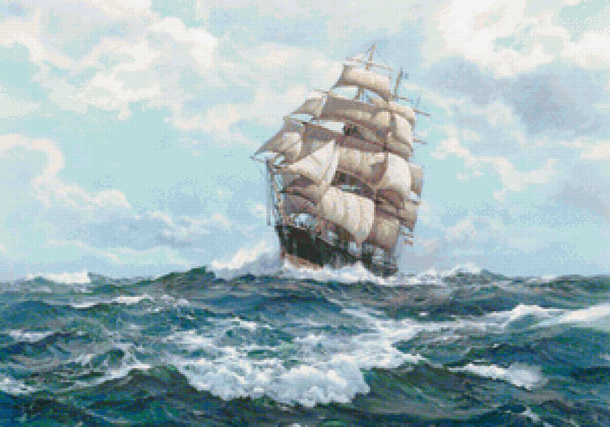 Худ. Байрон Перинг - парусник, морской пейзаж - предпросмотр