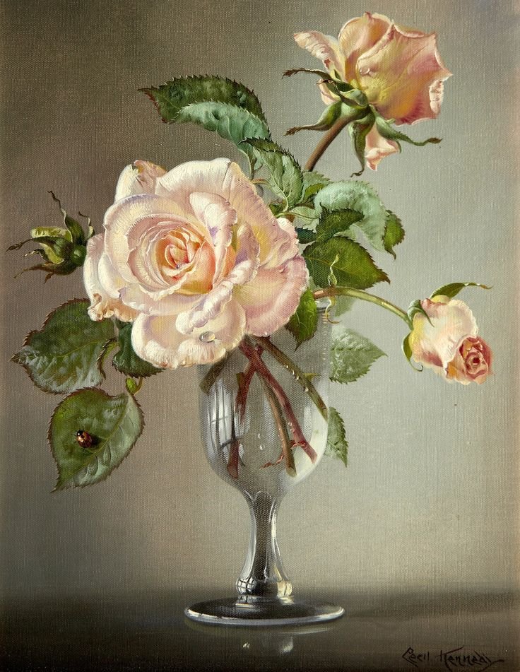 Розы в бокале. Сесил Кеннеди - букет, розы, цветы, натюрморт - оригинал