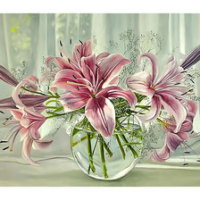 Схема вышивки «Розовые лилии.»