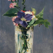 Схема вышивки «Гвоздики и клематисы в хрустальной вазе. Эдуард Мане»