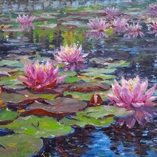 Схема вышивки «Водяные лилии. Клод Моне»