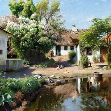 Схема вышивки «Деревенский пруд»