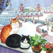 Схема вышивки «кошки на окошке»