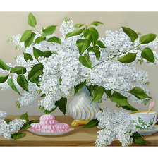 Схема вышивки «Белая сирень.»