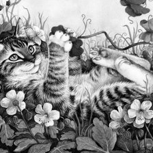 Схема вышивки «Котик-игрун»