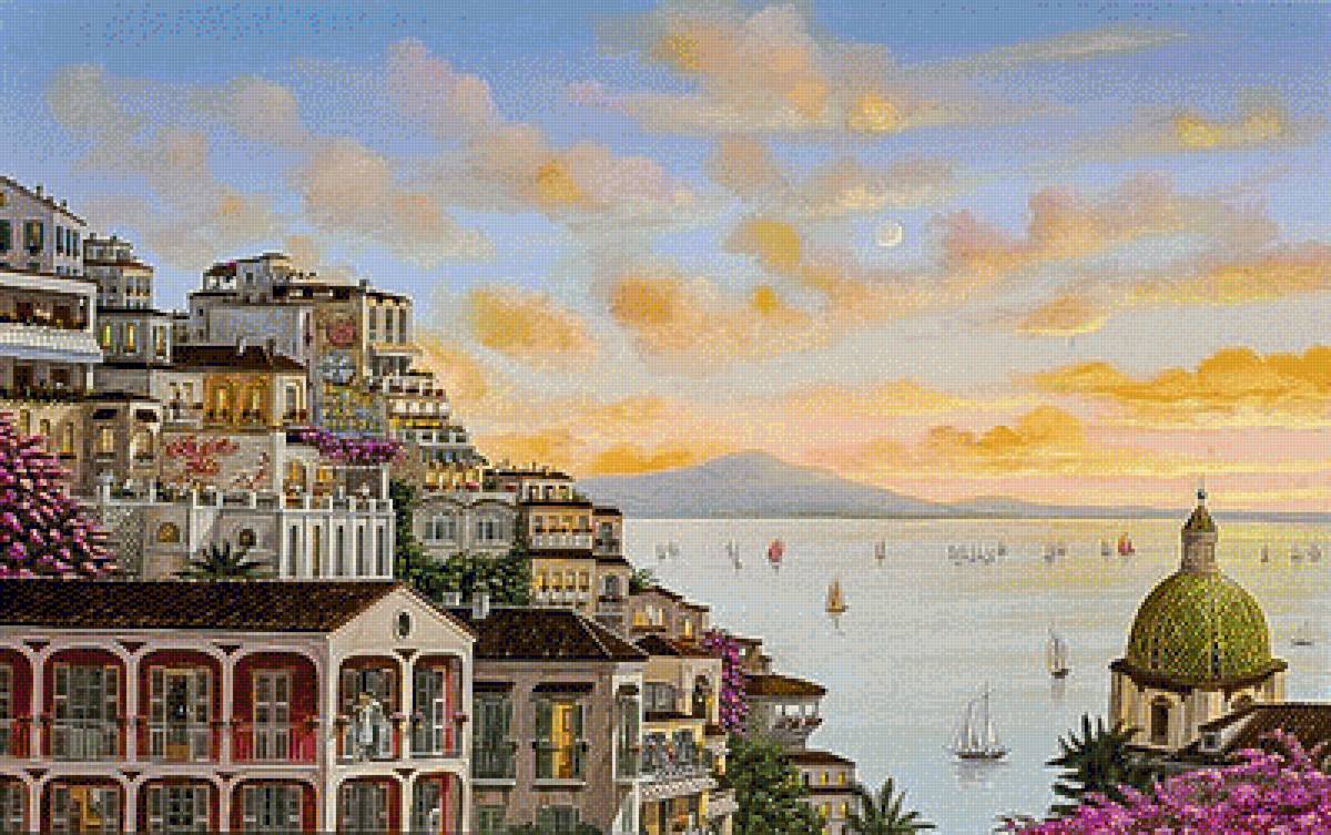 Sunset in Positano. - liudmila kondakova art.seascenes.scenarys. - предпросмотр