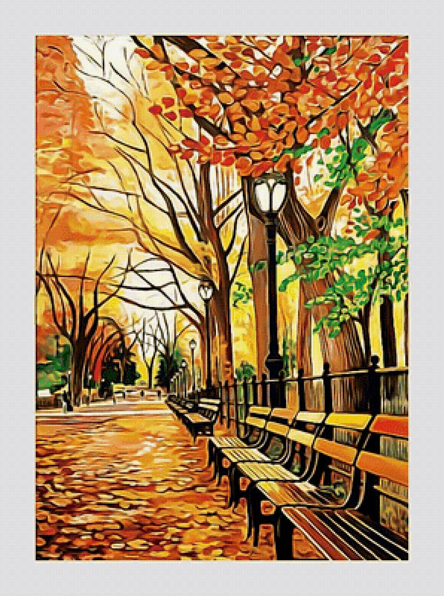 №2088630 - фонари, парк, осень, пейзаж - предпросмотр