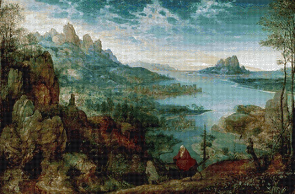 Пейзаж с бегством в Египет - питер брейгель старший - предпросмотр