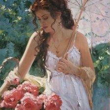 Схема вышивки «девушка с зонтом»